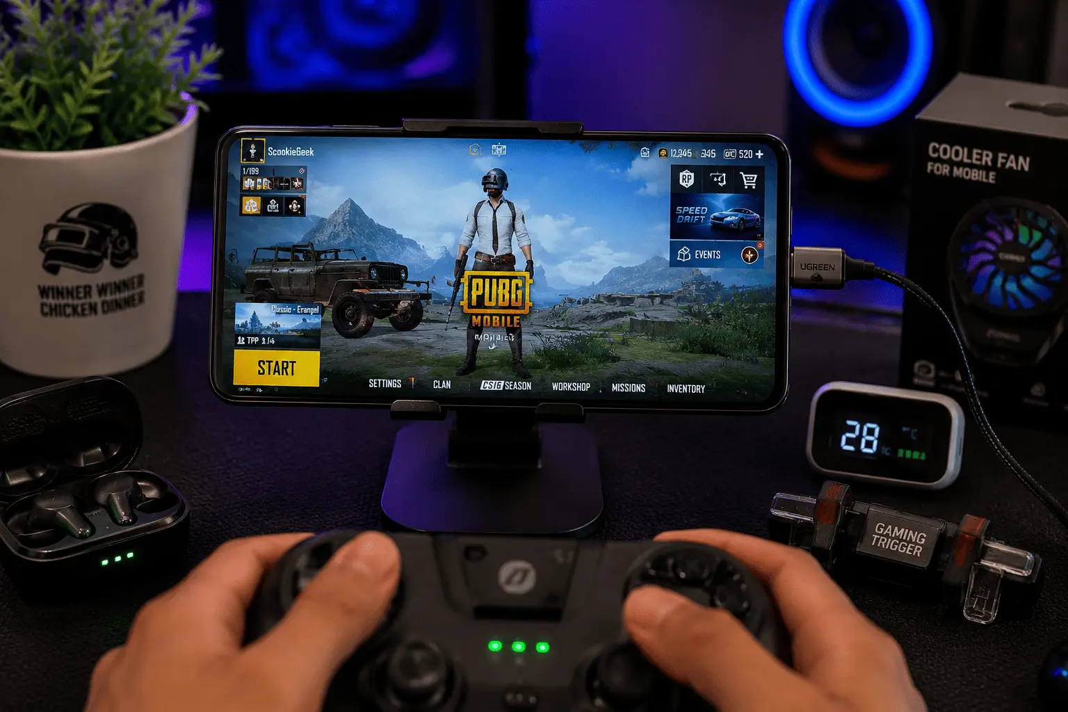 Gaming Hacks ScookieGeek: Level Up Your Gameplay Like a Pro in 2026 4 Optimized mobile gaming setup for PUBG Mobile competitive play