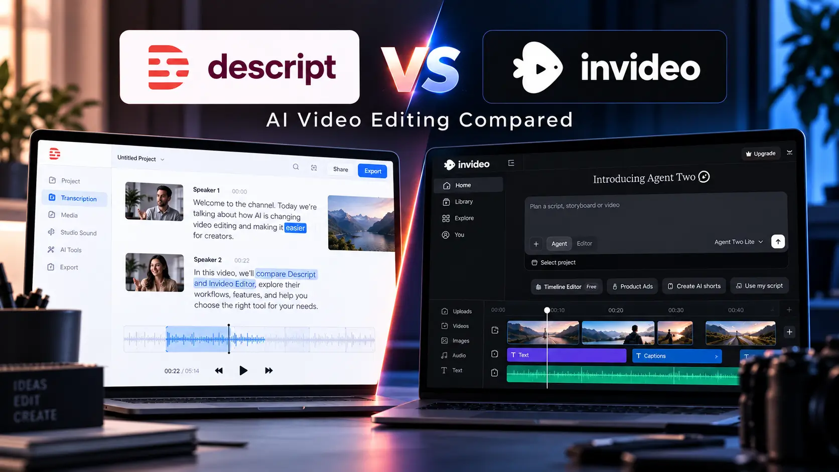 Home 4 InVideo Editor vs Descript AI video editing comparison