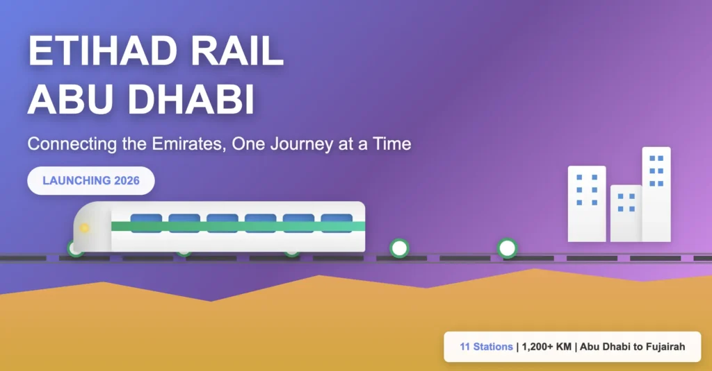 Etihad Rail Abu Dhabi train connecting the Emirates launching 2026